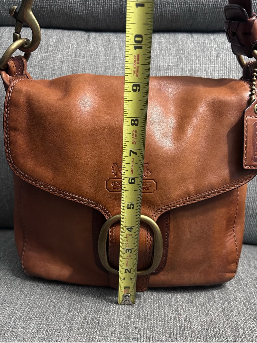 Coach Bleeker Large Flap Tattersall Satchel Bag 11419 with laced strap, hang tag - Picture 13 of 14
